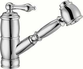 Whitehaus Kitchen Faucet; Brass Construction, Swivel Spout, Pull-Out Spray Head; Polished Chrome