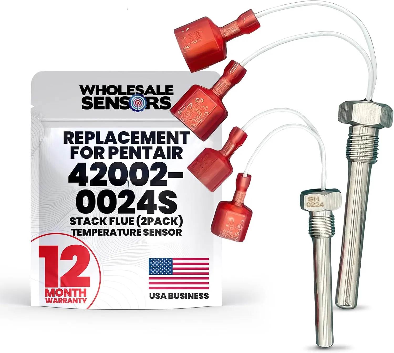 Wholesale Sensors Pentair 42002-0024S Replacement Stack Flue Sensor Temperature (2-Pack) | Spa & Pool Heater | Easy Installation | 12-Month Warranty & USA Support
