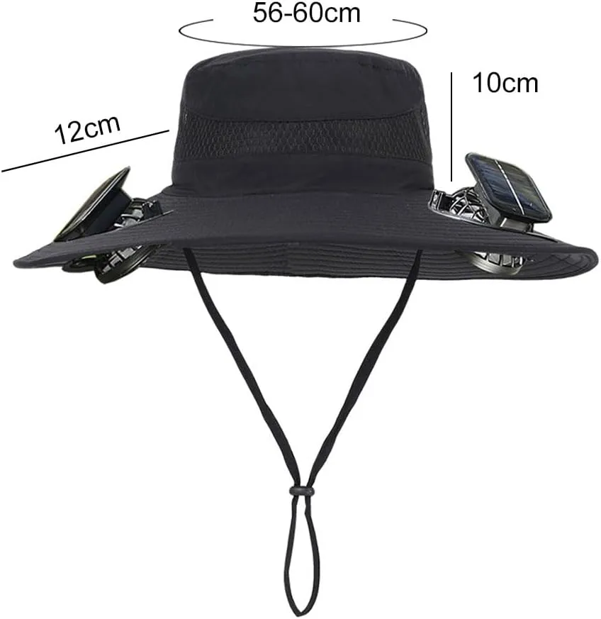 Wide Brim Solar Fan Hat for Men & Women – UPF 50  Sun Hat with Built-in Fans, Solar & USB Rechargeable, Outdoor Cooling Cap for Hiking, Fishing, Camping