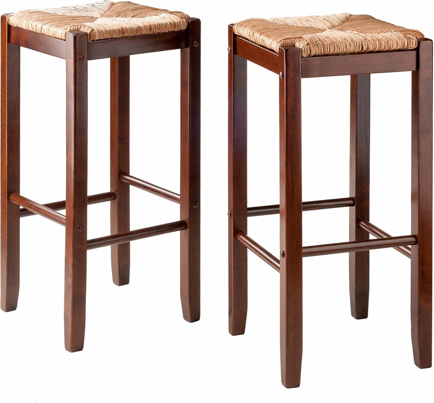 Winsome Bar Stools Rush Seat Kaden Set, Walnut, 29", 2 Piece