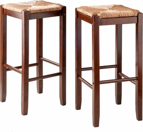 Winsome Bar Stools Rush Seat Kaden Set, Walnut, 29", 2 Piece