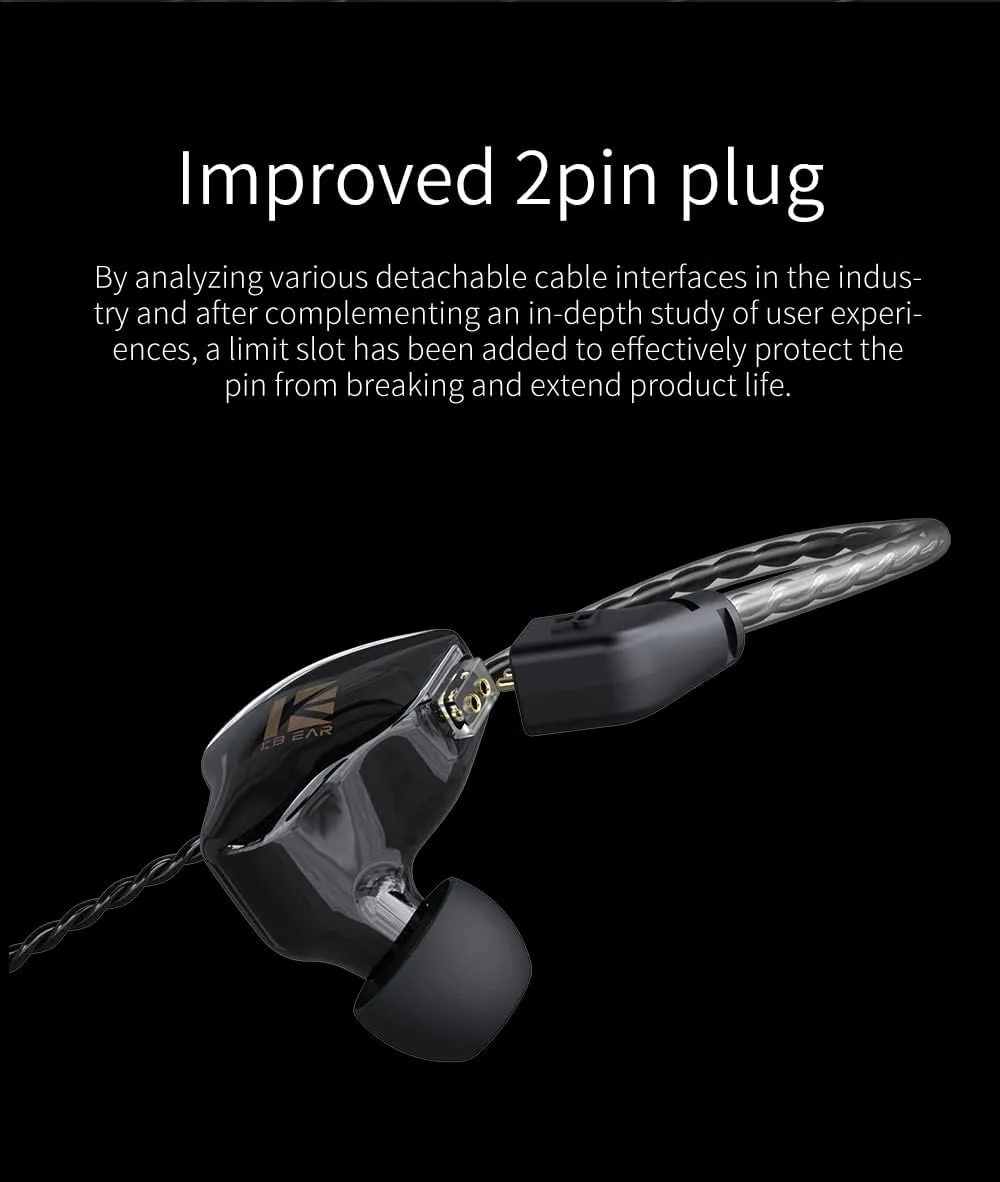 Wired Earbuds with Microphone KBEAR KS1 in-Ear Headphones with 1DD Deep Bass HiFi Stereo Noise Isolating IEM with Tangle-Free Removable Cord Fit in Ear Suitable for Phone Call/Workout