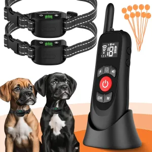 Wireless Dog Fence, 2 in 1 Electric Fence for Dogs with Smart Magnetic Charging Base, Outdoor Portable Dog Perimeter Collar Fence, Adjustable Waterproof 100% Safe Suitable for Large Medium Small Dogs