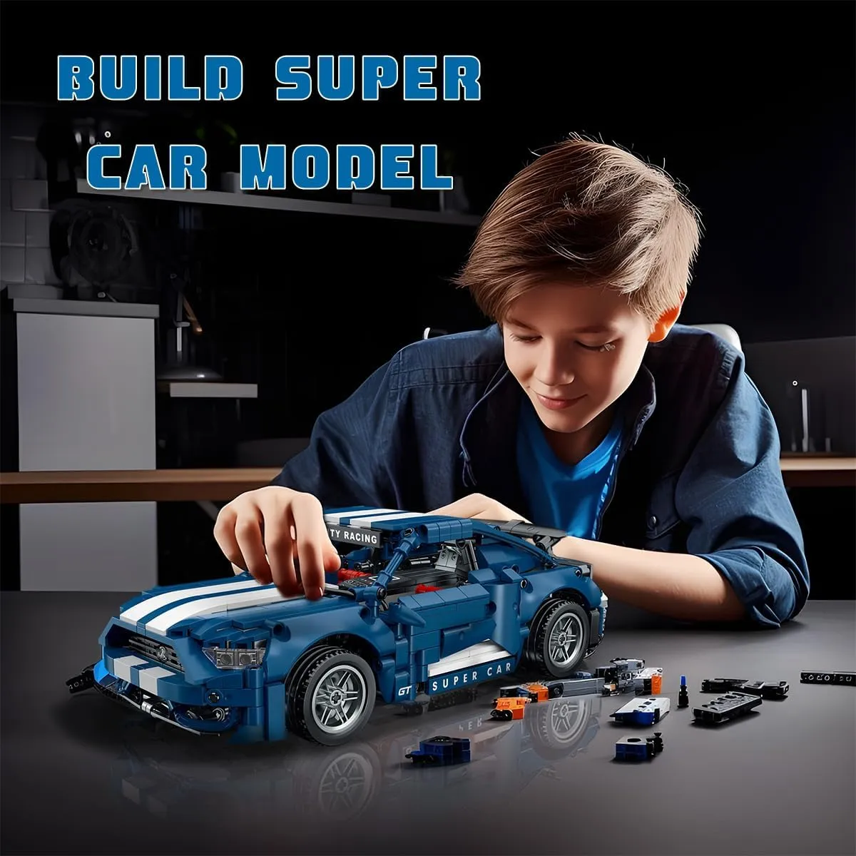 WISEPLAY Model Car Kits to Build for Adults - STEM Projects for Kids Ages 8-12 - Build Your Own Remote Control Building Car Kit - Great STEM Building Sports Car Gift 952 Pieces