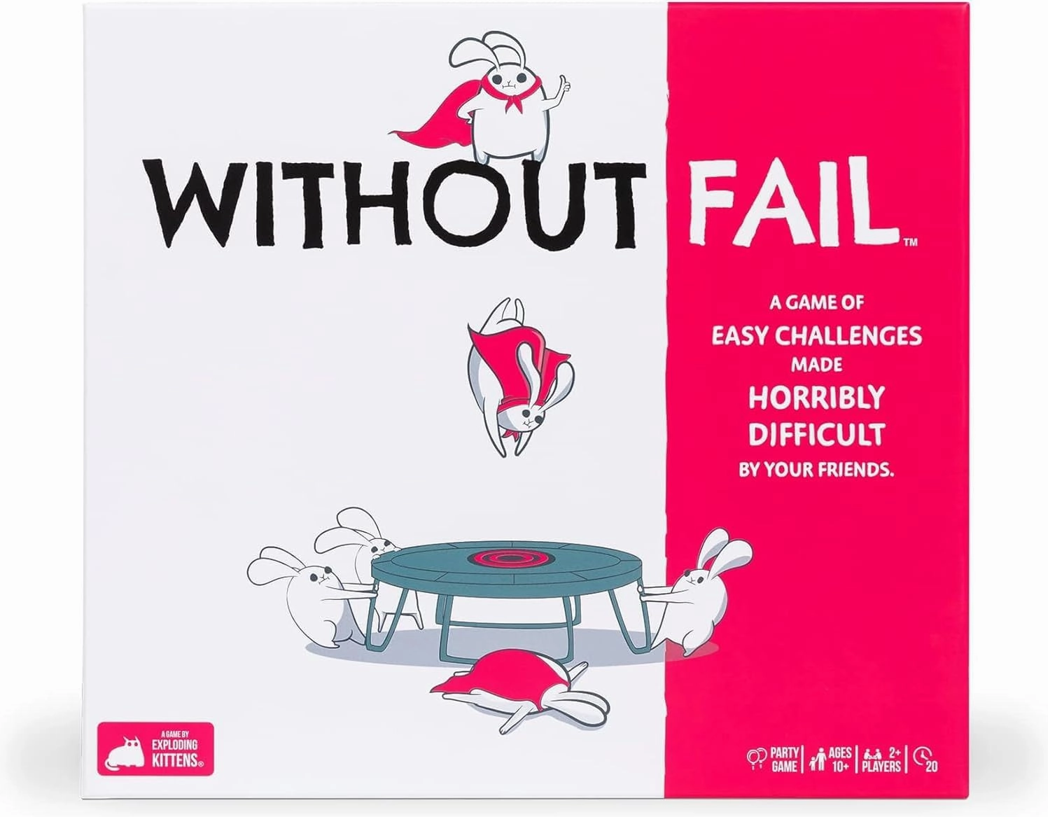 Without Fail by Exploding Kittens - 2  Players - Ages 10  - 20 Minutes to Play - A Game of Easy Challenges Made Difficult, Perfect for Couples, Date Night, and Teen or Adult
