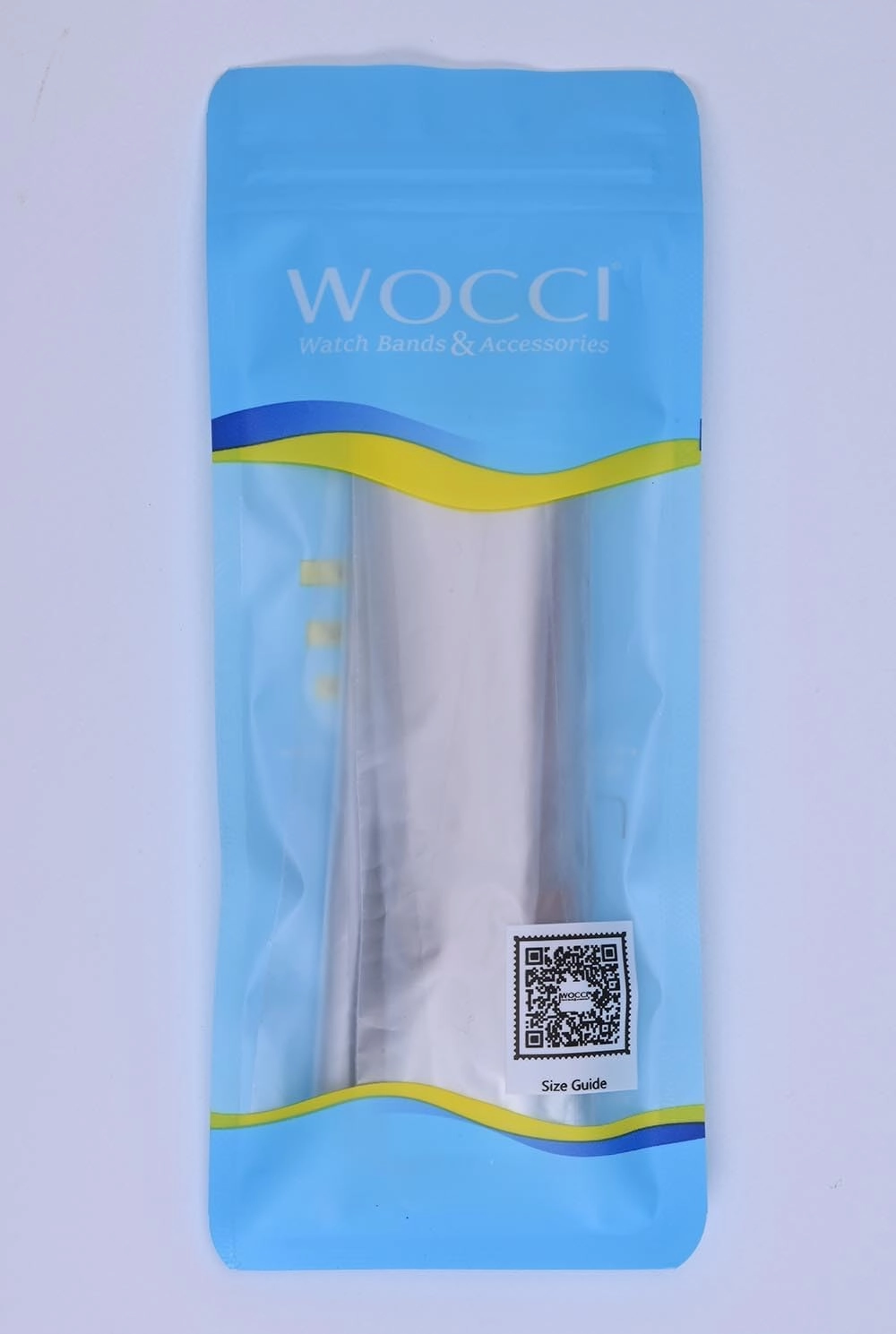 WOCCI 22mm Old-fashioned Watch Band for Men, Top Grain Leather, Silver Brushed Buckle (Retro Blue)