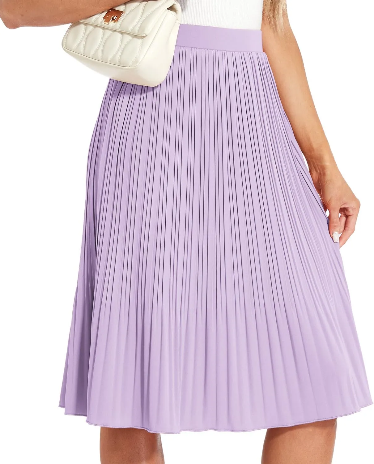 Women Classic Chiffon Flowy Pleated Midi Skirts