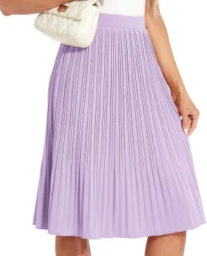 Women Classic Chiffon Flowy Pleated Midi Skirts