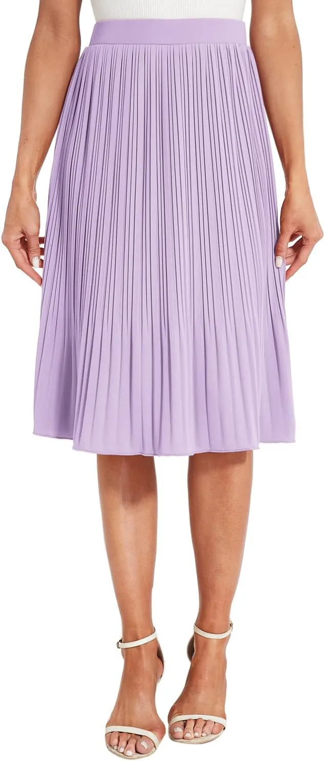 Women Classic Chiffon Flowy Pleated Midi Skirts