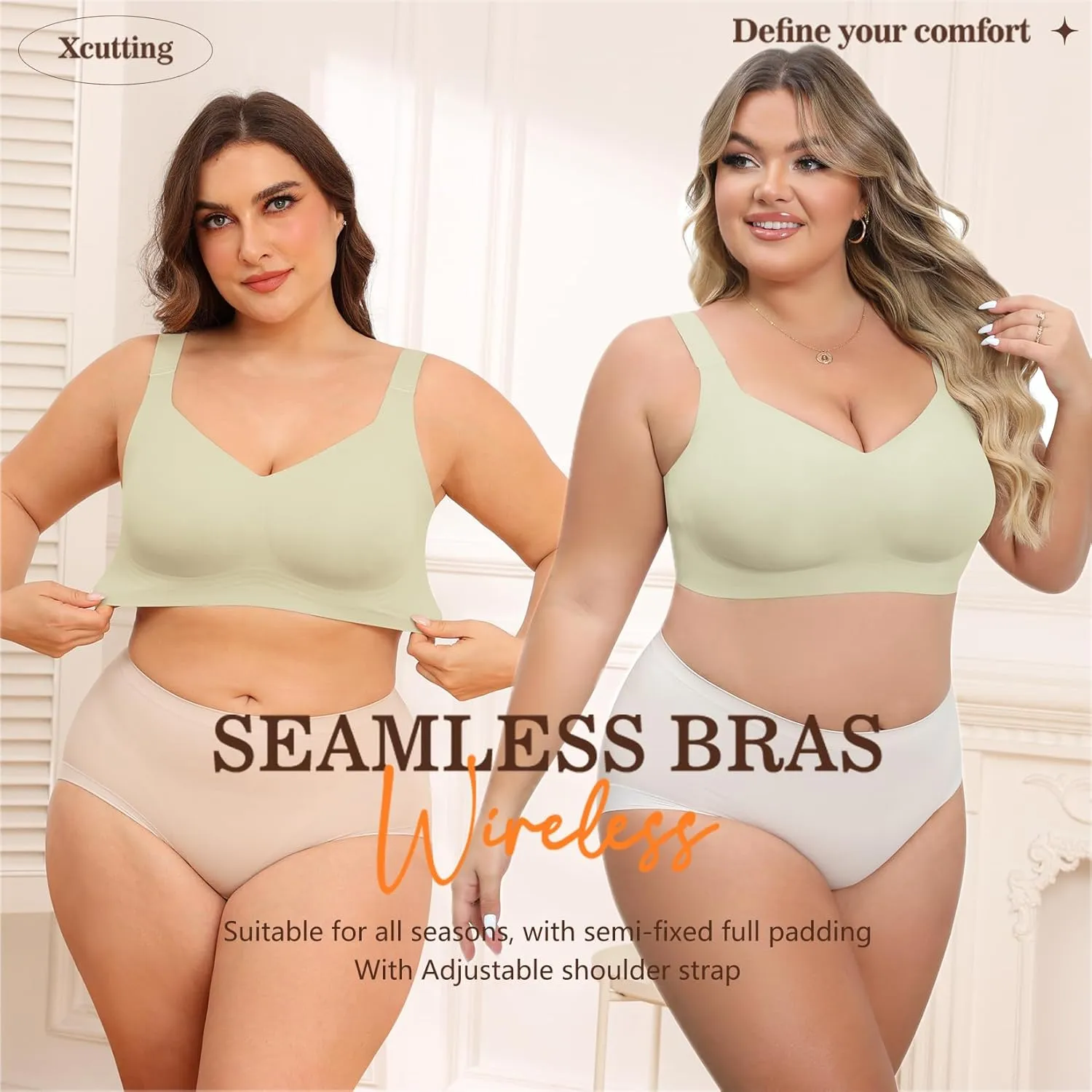 Women Wirefree Bras for Women Full Coverage No Underwire Everyday Bras Comfortable Wireless Padded Bras