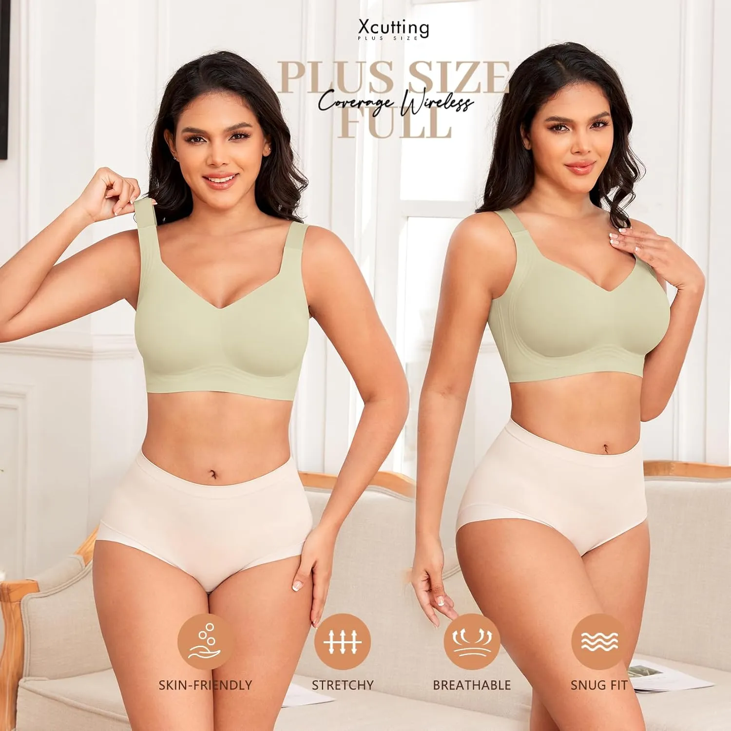 Women Wirefree Bras for Women Full Coverage No Underwire Everyday Bras Comfortable Wireless Padded Bras