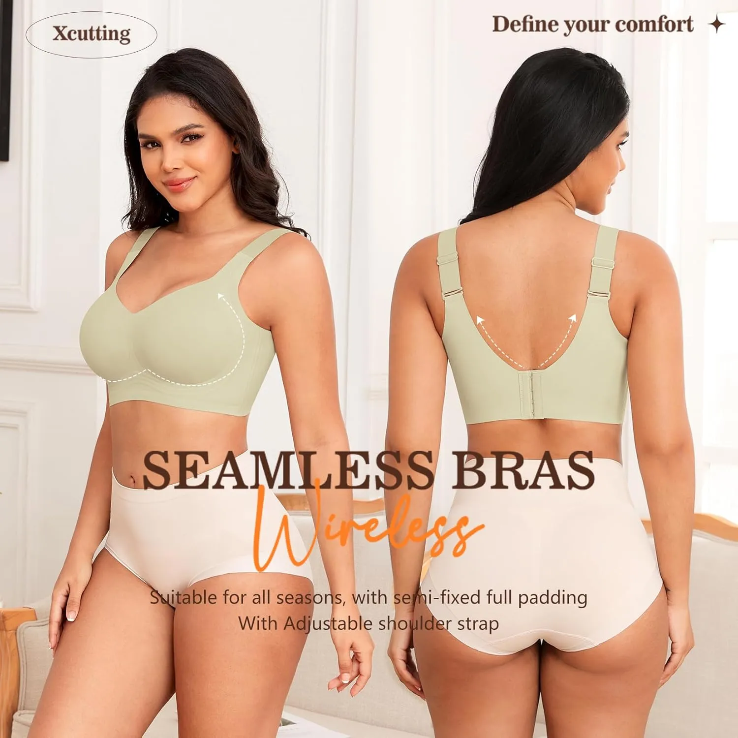 Women Wirefree Bras for Women Full Coverage No Underwire Everyday Bras Comfortable Wireless Padded Bras