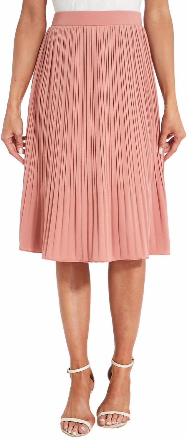 Women Classic Chiffon Flowy Pleated Midi Skirts