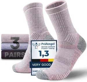 Womens Lightweight Micro Crew Hiking Socks Coolmax Merino Wool Compression Moisture Wicking Anti-Blister Cushioned