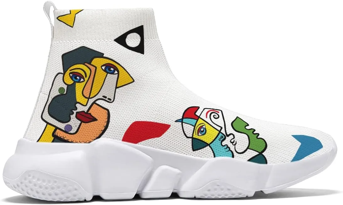 Womens Walking Shoes Abstract Graffiti Sneakers Sock Pull-on Custom Painted Daily Shoes