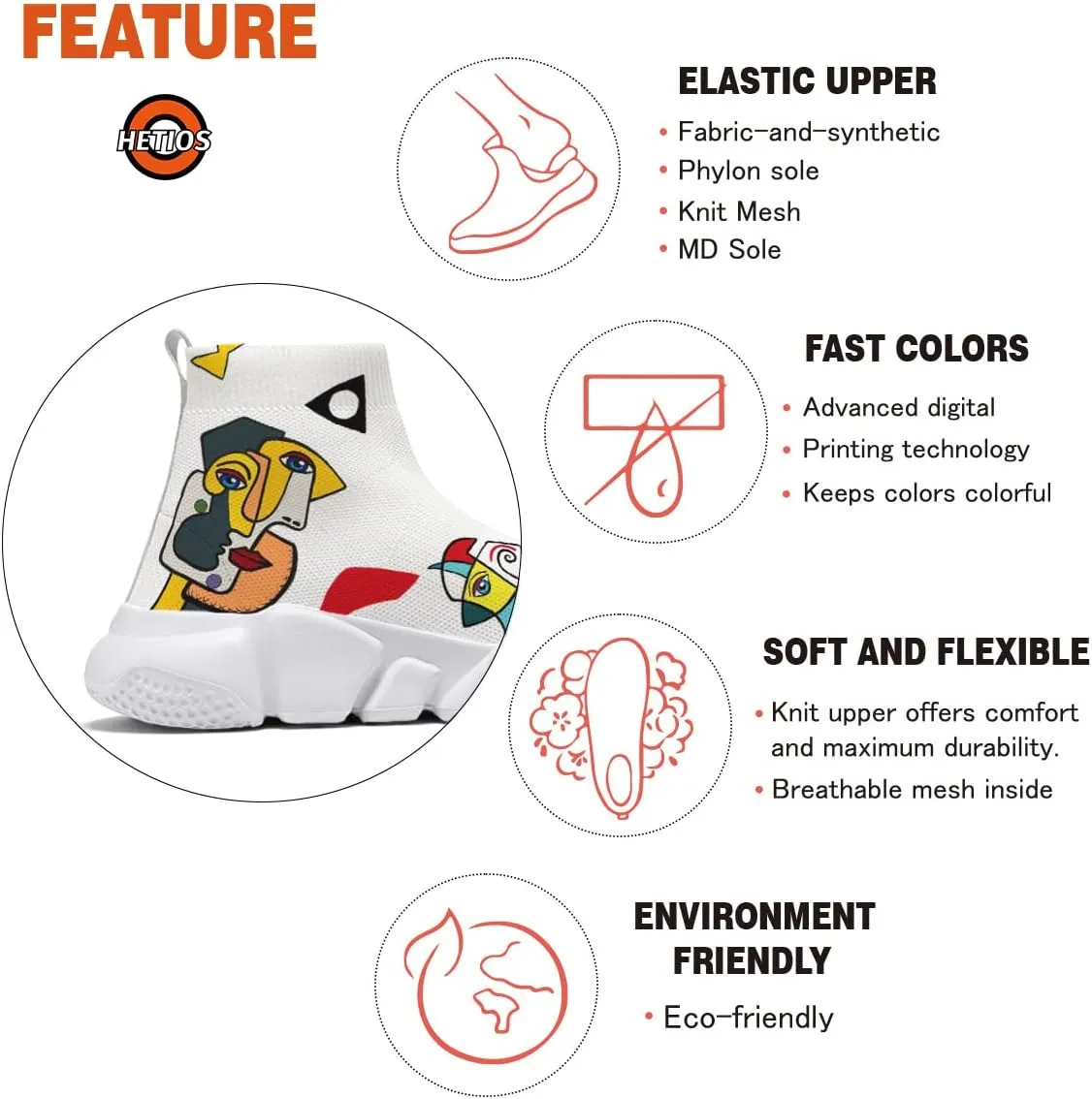 Womens Walking Shoes Abstract Graffiti Sneakers Sock Pull-on Custom Painted Daily Shoes