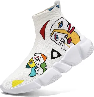 Womens Walking Shoes Abstract Graffiti Sneakers Sock Pull-on Custom Painted Daily Shoes