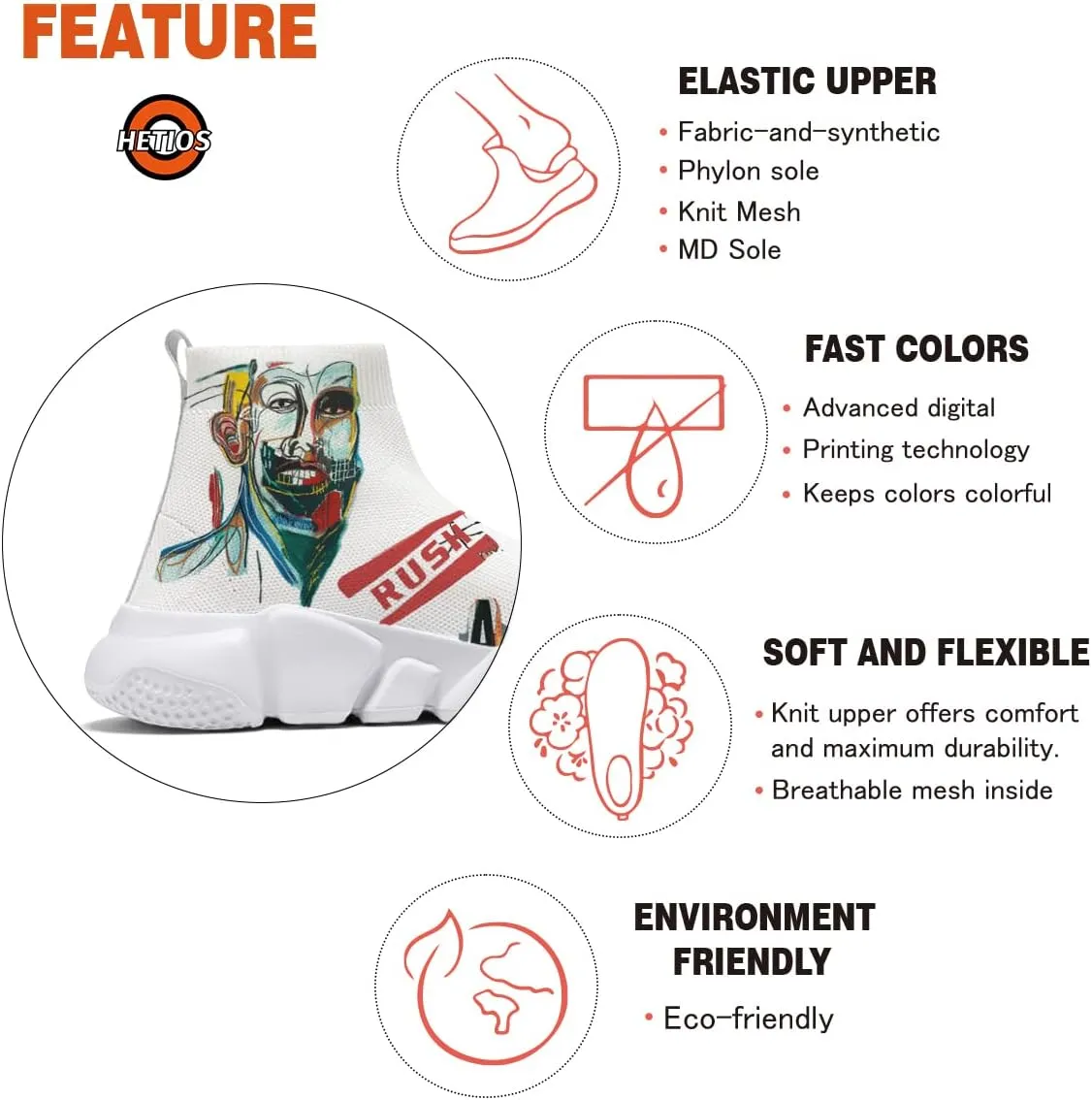 Womens Walking Shoes Abstract Graffiti Sneakers Sock Pull-on Custom Painted Daily Shoes