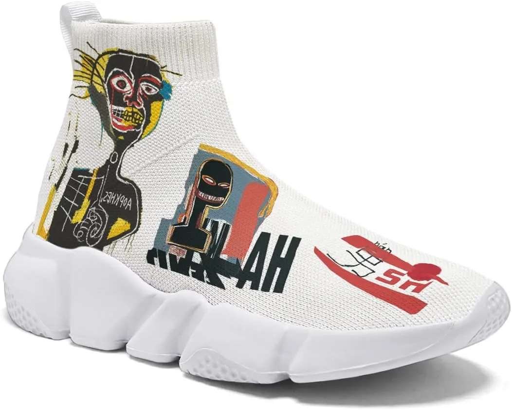 Womens Walking Shoes Abstract Graffiti Sneakers Sock Pull-on Custom Painted Daily Shoes