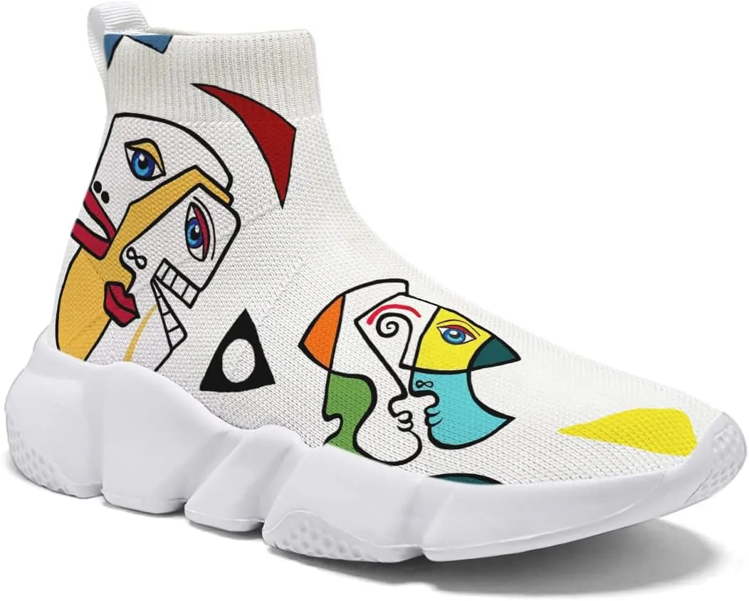 Womens Walking Shoes Abstract Graffiti Sneakers Sock Pull-on Custom Painted Daily Shoes