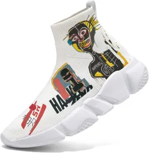 Womens Walking Shoes Abstract Graffiti Sneakers Sock Pull-on Custom Painted Daily Shoes