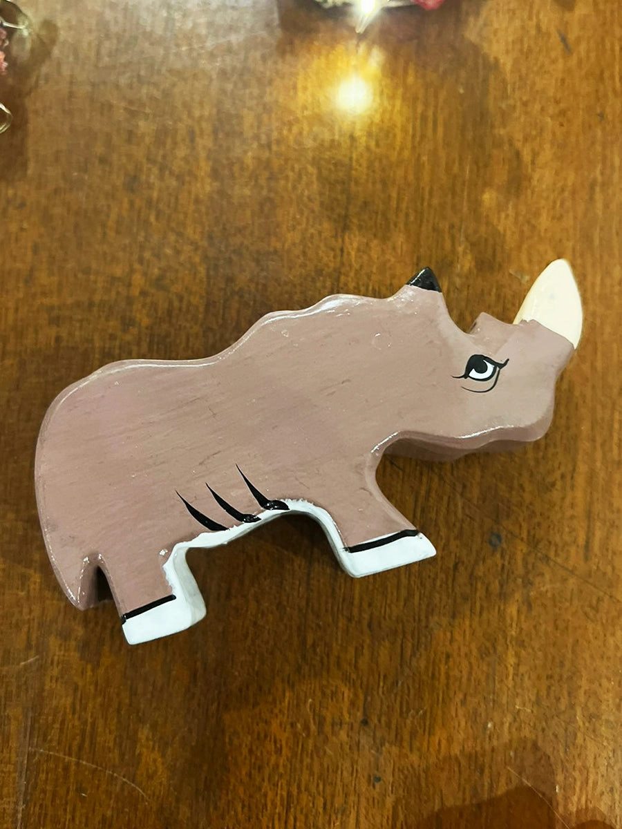 Wooden Hand Painted Animal : Rhinoceros