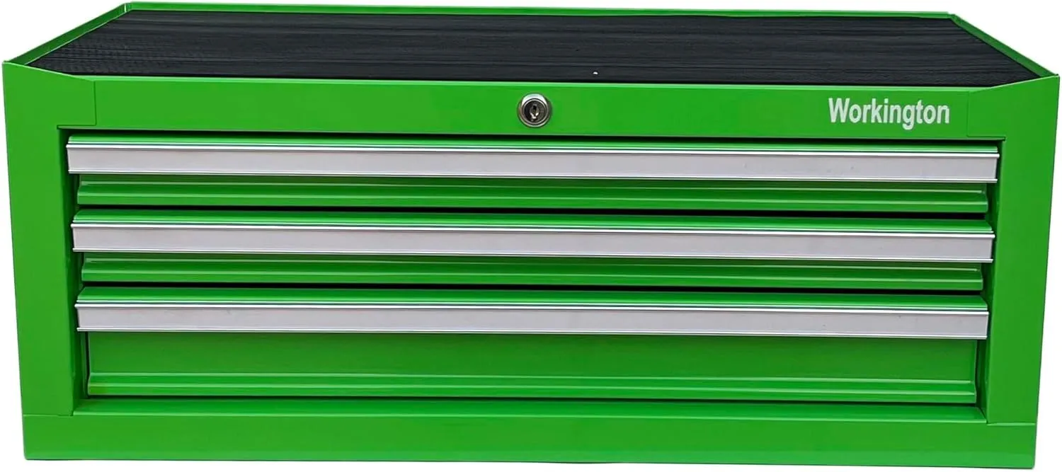 Workington Industrial 3 Drawers Portable Metal Intermediate Box, 26" Middle Tool Chest Cabinet with Ball Bearing Drawer Slides, Steel Tool Storage Box Organizer 4009 Green