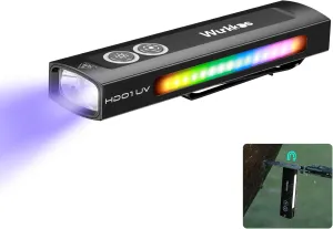 Wurkkos HD01 UV Flashlight, Rechargeable EDC Flashlight, Led Flashlight with 365nm UV Light, 1200 Lumens Flat Flashlight with RGB Light, Pocket Light for Emergency, Pet Urine Detection(Black)