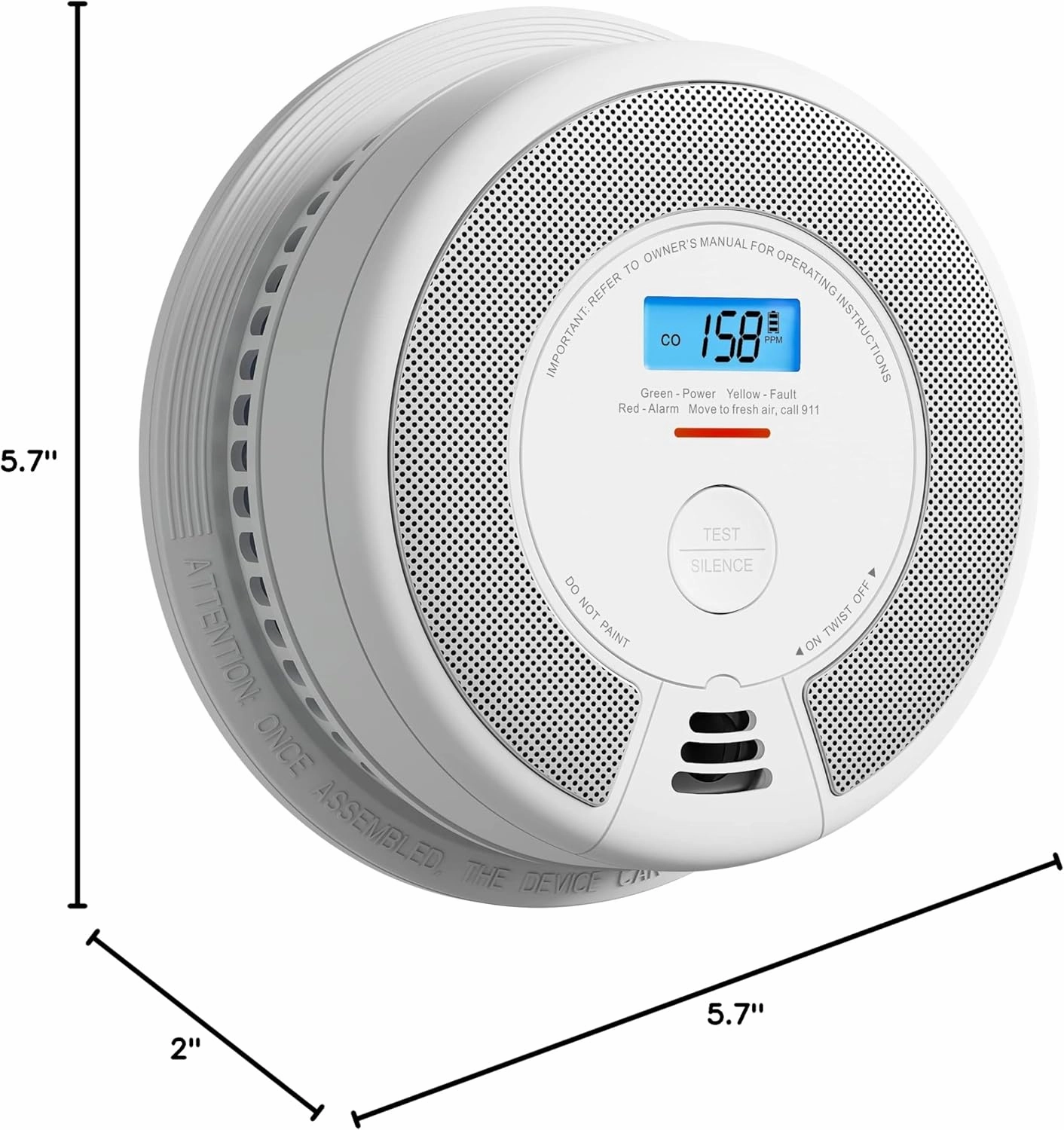 X-Sense 10-Year Battery Combination Smoke Carbon Monoxide Alarm Detector with Large LCD Display (Standalone Model)