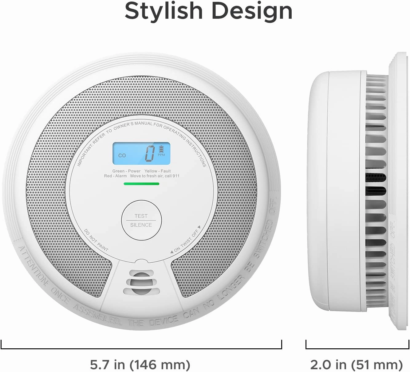 X-Sense 10-Year Battery Combination Smoke Carbon Monoxide Alarm Detector with Large LCD Display (Standalone Model)
