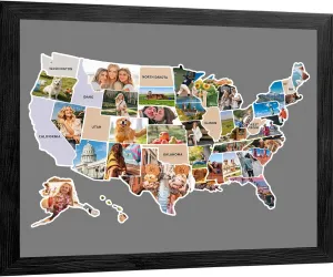 XWZMR USA Photo Map-50 States Maps -US Map for Travel Tracking, Gift for Womwen Mom Dad Couples Adventurers,24 x 36 in,Wall Décor Maps of the United States Includes Photo Maker,UnFramed