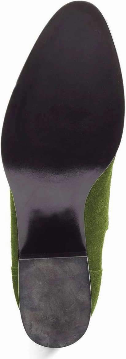 XYD Women Classic Chelsea Ankle Booties Pull On Almond Toe Low Chunky Heel Boots Suede Elastic Western Shoes