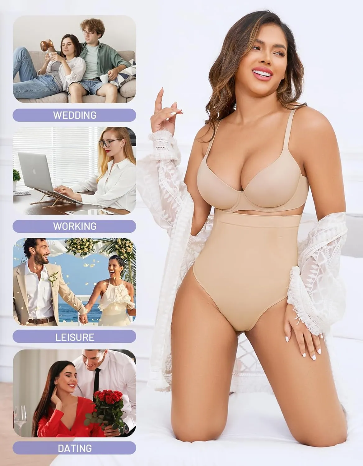 YADIFEN Tummy Control Thong Shapewear for Women High Waist Body Shaper Briefs Seamless Thong Shapewear for Women