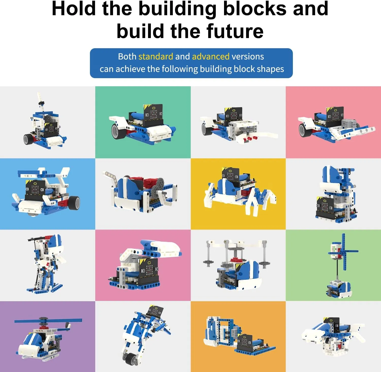 Yahboom Micro:bit Building Block Robot Kit 16 in 1 STEM Projects Advanced with Sensor Module DIY Toys for Kids 10  Gifts for Christmas (Standard Kit with V2)