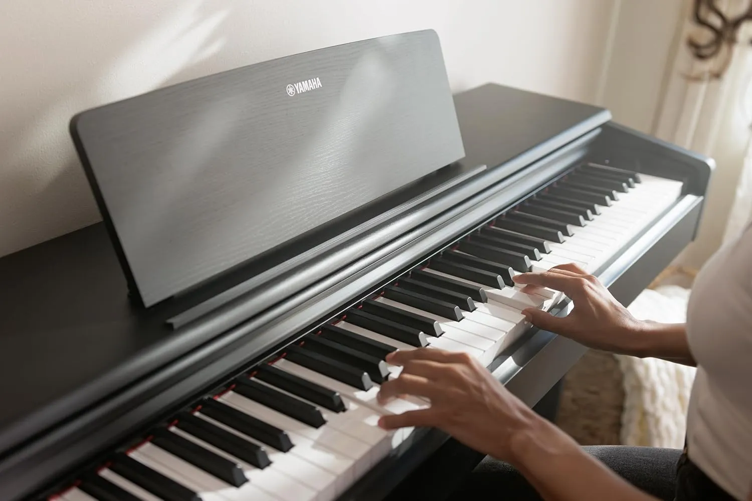 Yamaha Arius, 88-Key Weighted Action Digital Beginner and Intermediate Players, Dynamic Response, Grand Piano Sound, 3-Pedal Unit, Upright Design, Bench Included, Dark Rosewood (YDP105R)