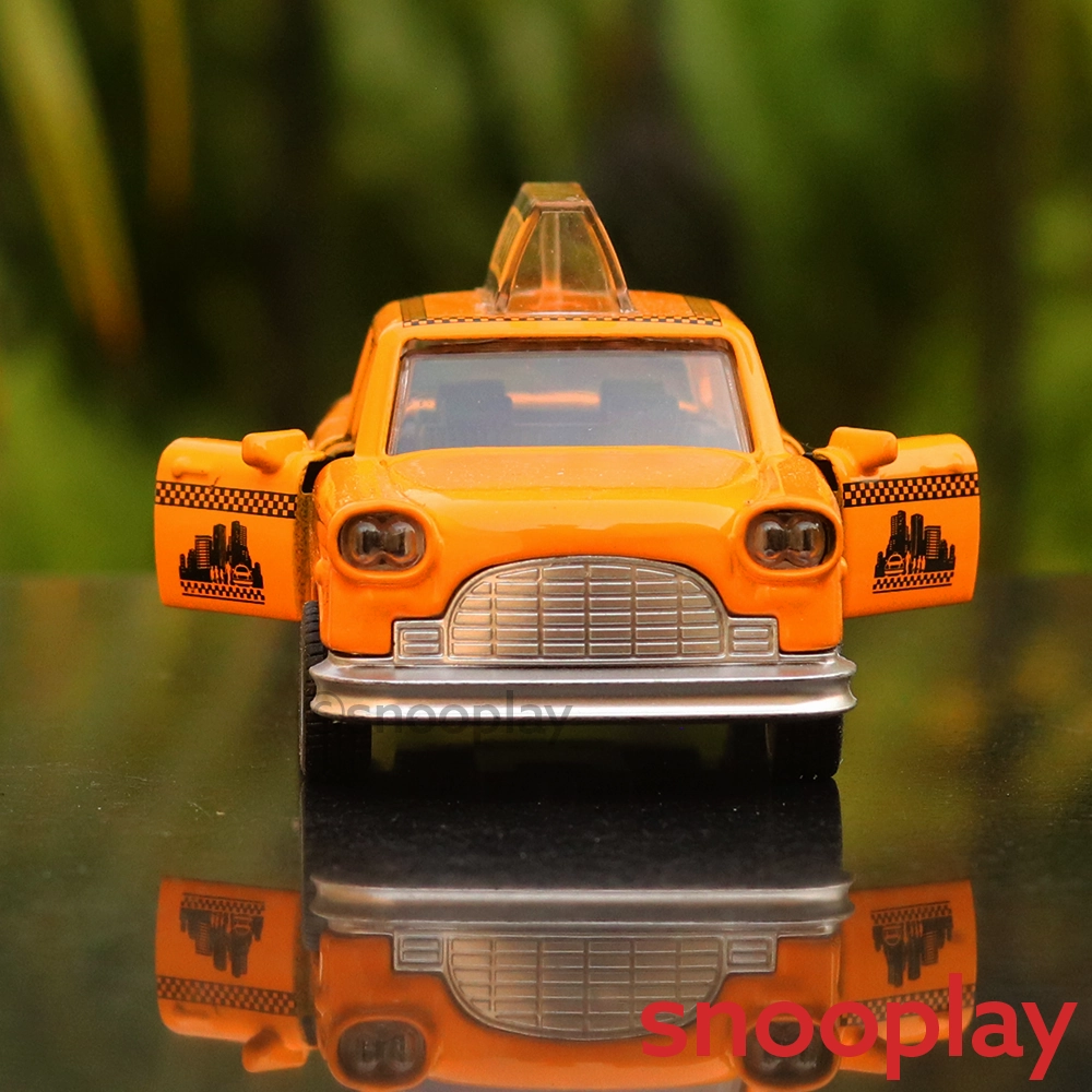 Yellow Diecast (3257) Pull Back Metal Taxi (Scale 1:32)