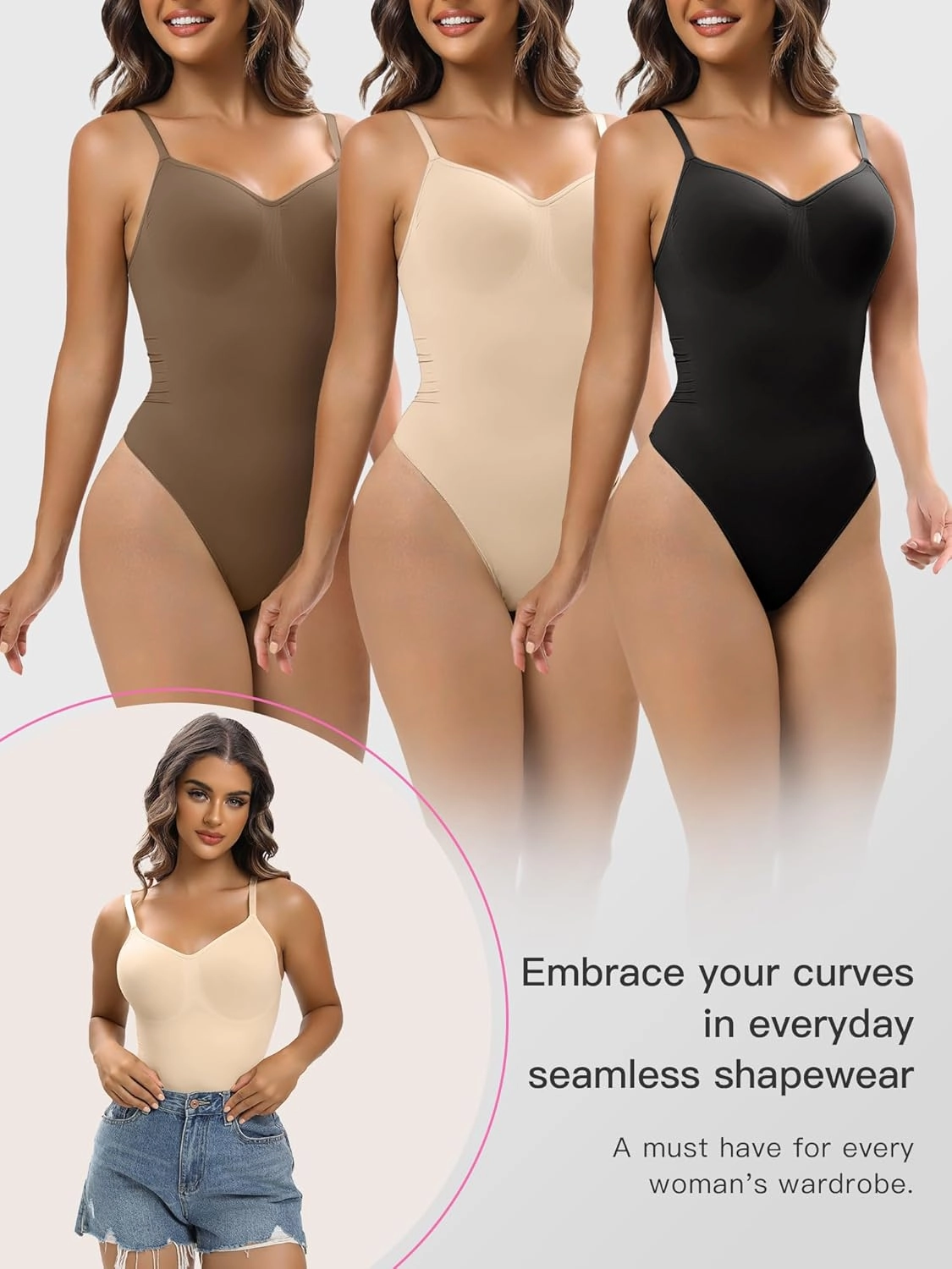 YIANNA Women Shapewear Tummy Control Bodysuit Seamless Sculpting Snatched Waist Body Suit Thong or Brief