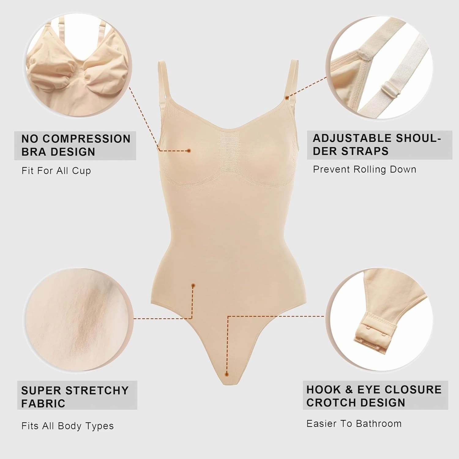 YIANNA Women Shapewear Tummy Control Bodysuit Seamless Sculpting Snatched Waist Body Suit Thong or Brief