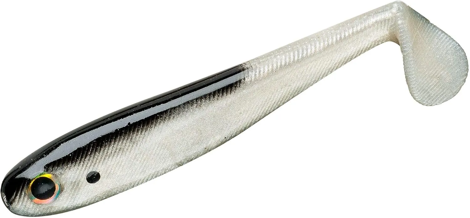 Yum Money Minnow Original Soft Plastic Minnow Swim-Bait Paddle-Tail Fishing Lure, Pearl/Black Back, 5'