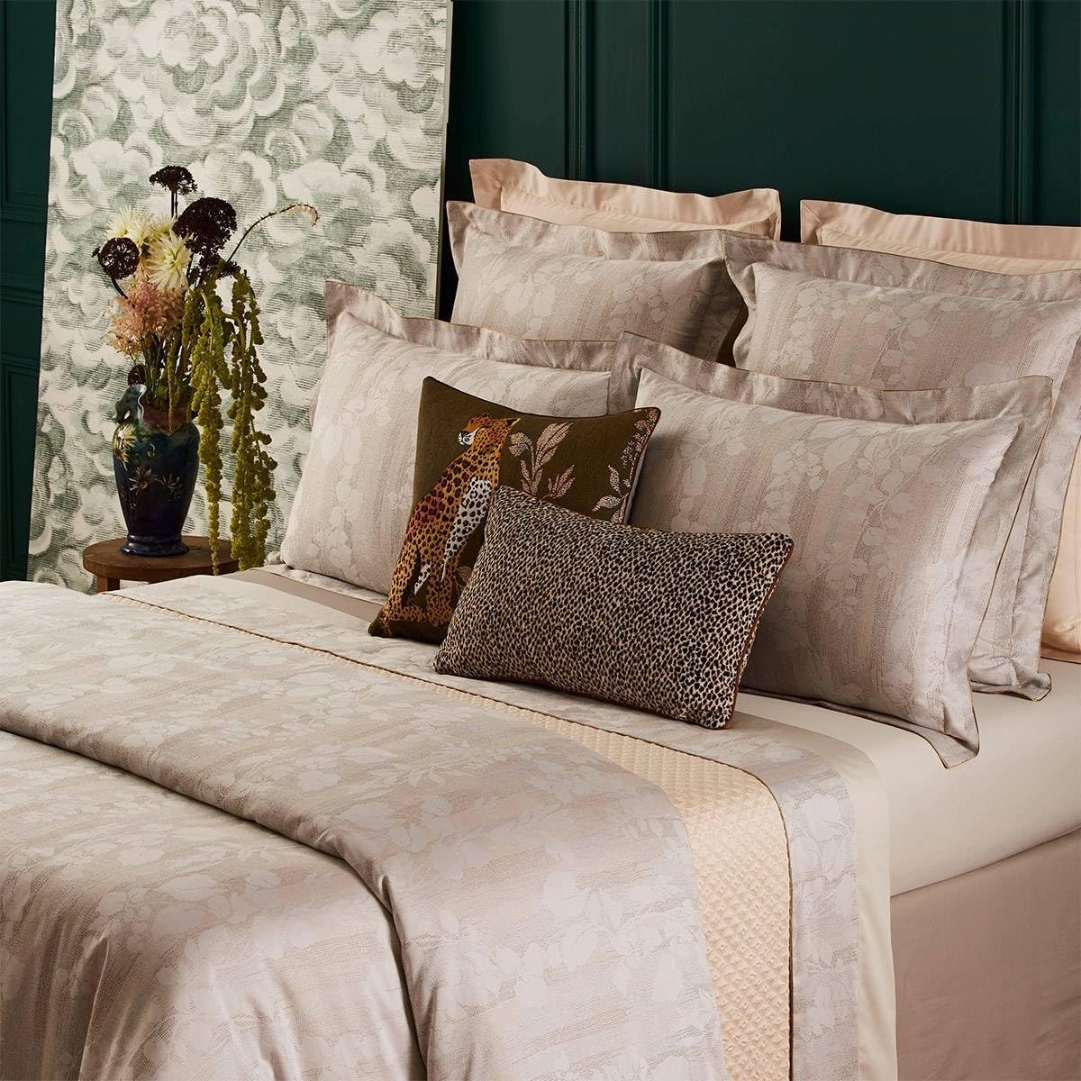Yves Delorme Nymphes Multicolor Boudoir 12 x 17 in Sham - Extra Soft and Warm Luxury Sheets, 100% Natural Organic French Bed Linens - Breathable and Durable