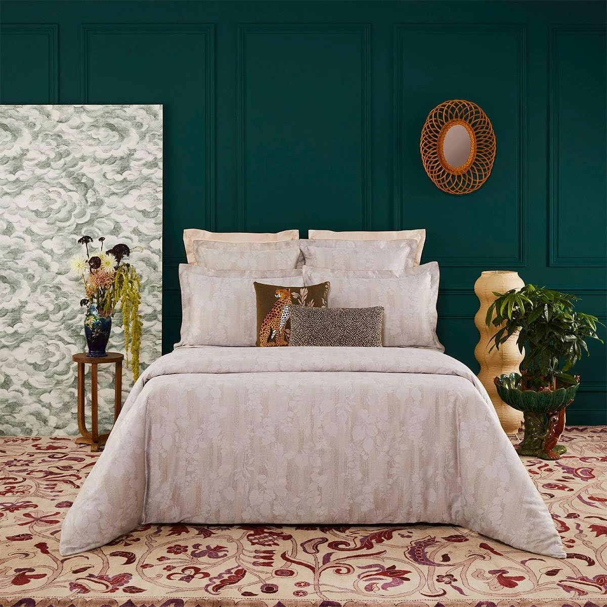 Yves Delorme Nymphes Multicolor Boudoir 12 x 17 in Sham - Extra Soft and Warm Luxury Sheets, 100% Natural Organic French Bed Linens - Breathable and Durable