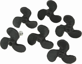 Zeckos Set of 6 Rustic Black Cast Iron Boat Propeller Drawer Pulls - Nautical Decor with Weathered Charm - 1.75 Inches in Diameter, Perfect for Cabinets and End Tables