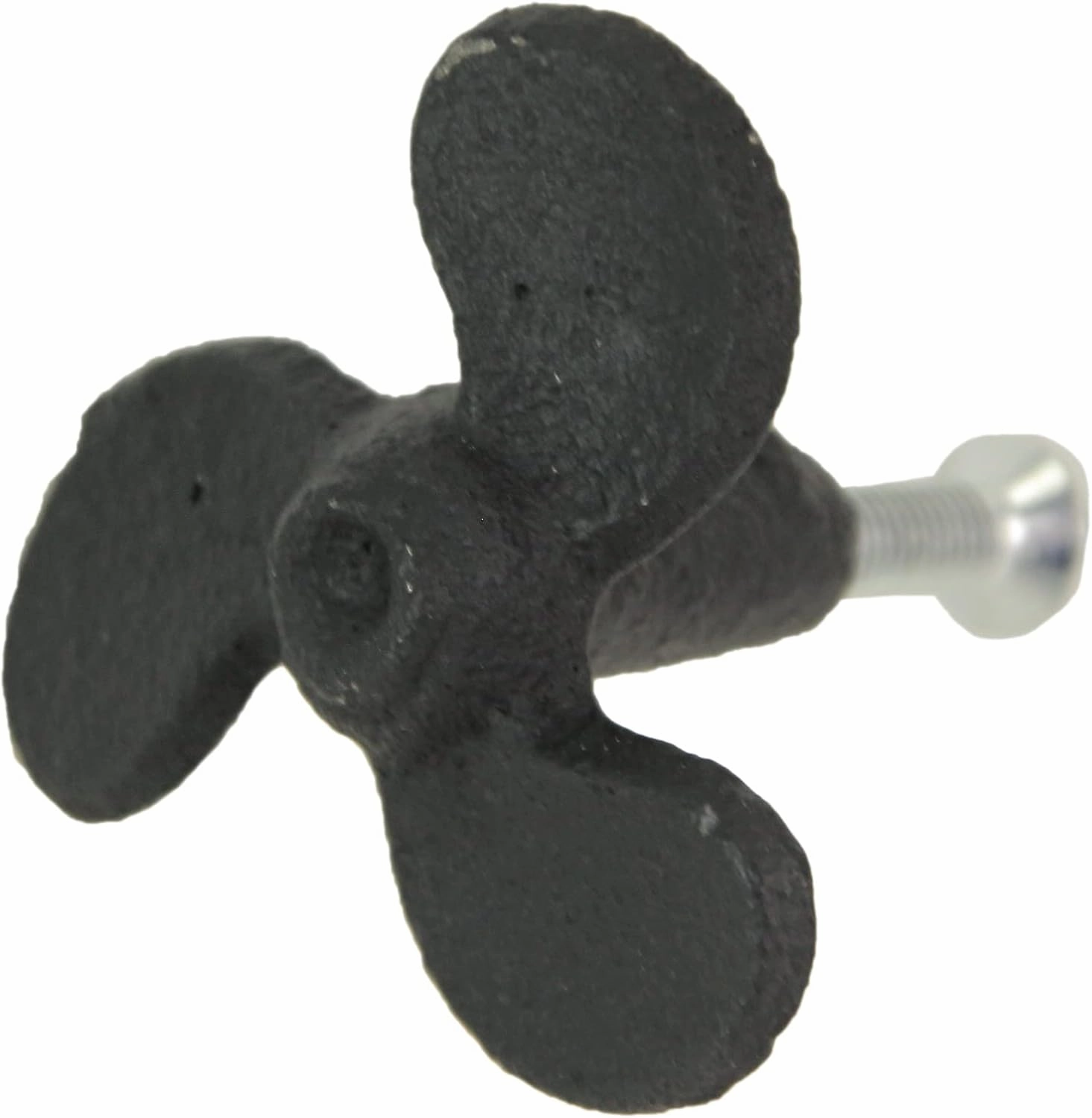 Zeckos Set of 6 Rustic Black Cast Iron Boat Propeller Drawer Pulls - Nautical Decor with Weathered Charm - 1.75 Inches in Diameter, Perfect for Cabinets and End Tables