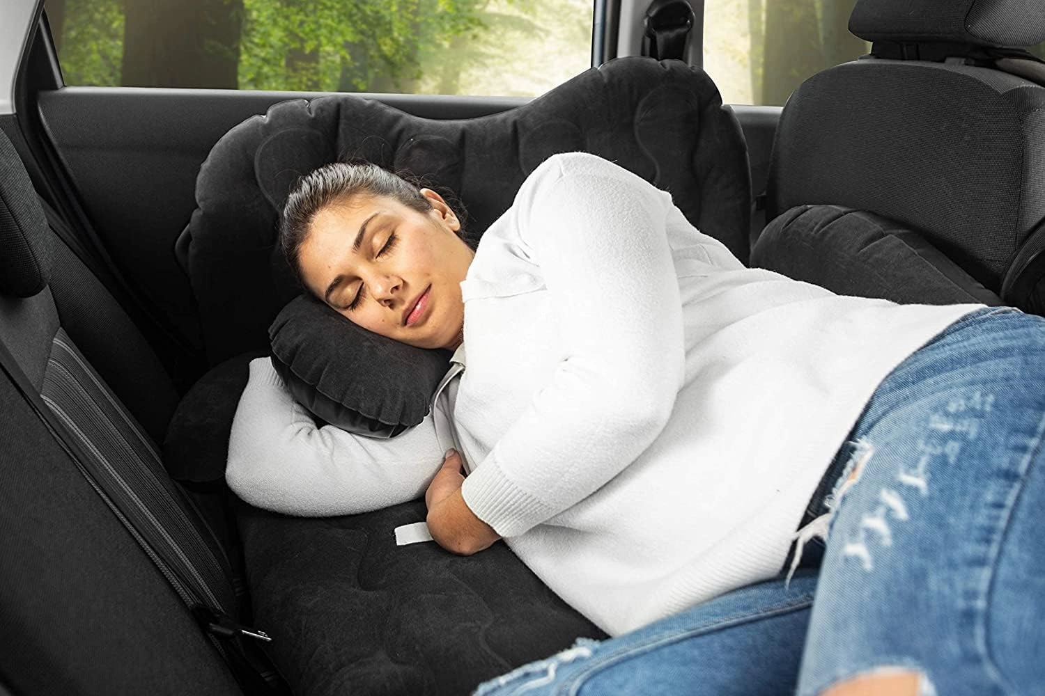 Zento Deals Bed for Car Inflatable Car Air Mattress Camping Bed Back Seat Mattress – Portable Travel Bed with Pillows – Travel Camping Sleeping Outdoor Bed – Universal Car SUV Truck and RV… (Pack 2)
