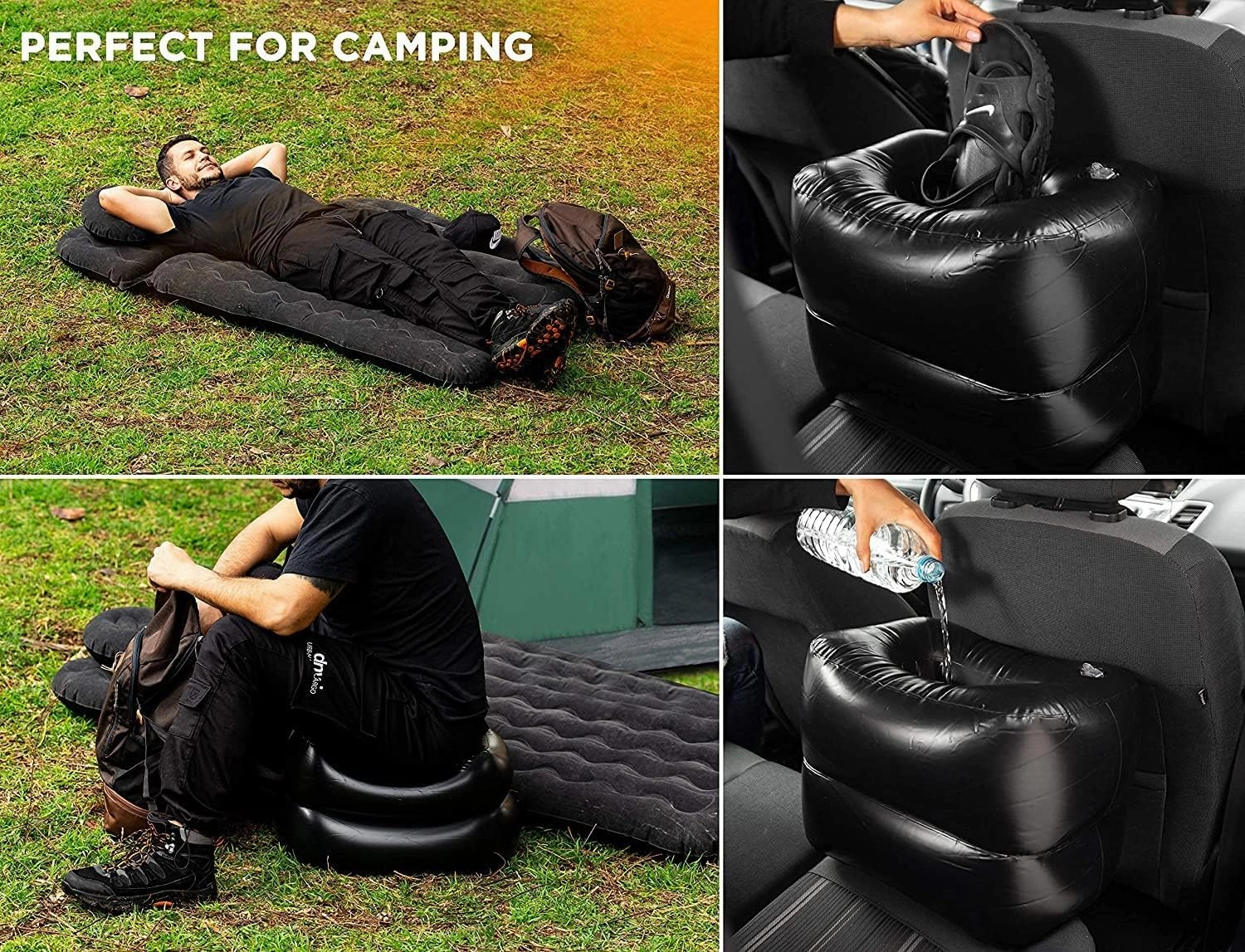 Zento Deals Bed for Car Inflatable Car Air Mattress Camping Bed Back Seat Mattress – Portable Travel Bed with Pillows – Travel Camping Sleeping Outdoor Bed – Universal Car SUV Truck and RV… (Pack 2)