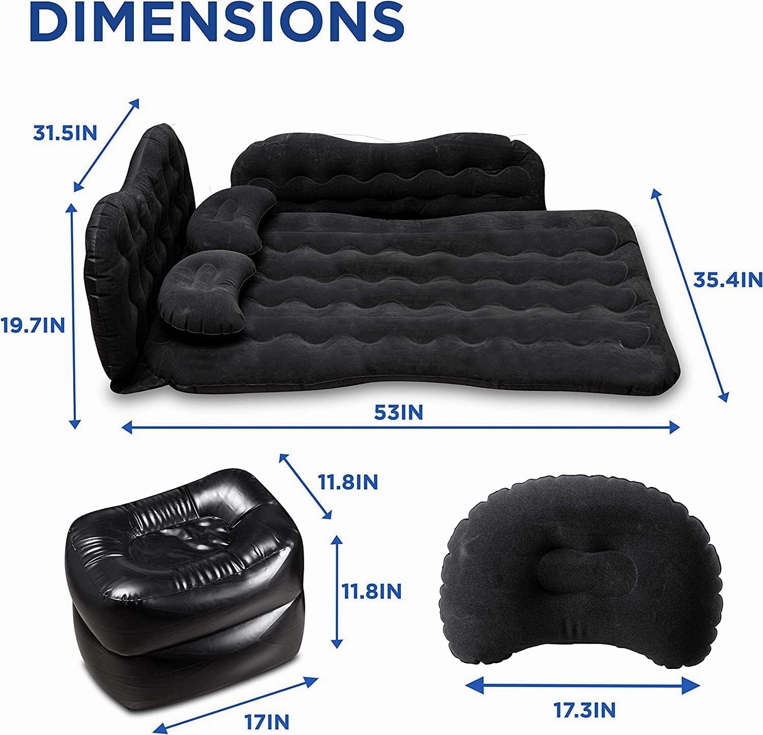 Zento Deals Bed for Car Inflatable Car Air Mattress Camping Bed Back Seat Mattress – Portable Travel Bed with Pillows – Travel Camping Sleeping Outdoor Bed – Universal Car SUV Truck and RV… (Pack 2)