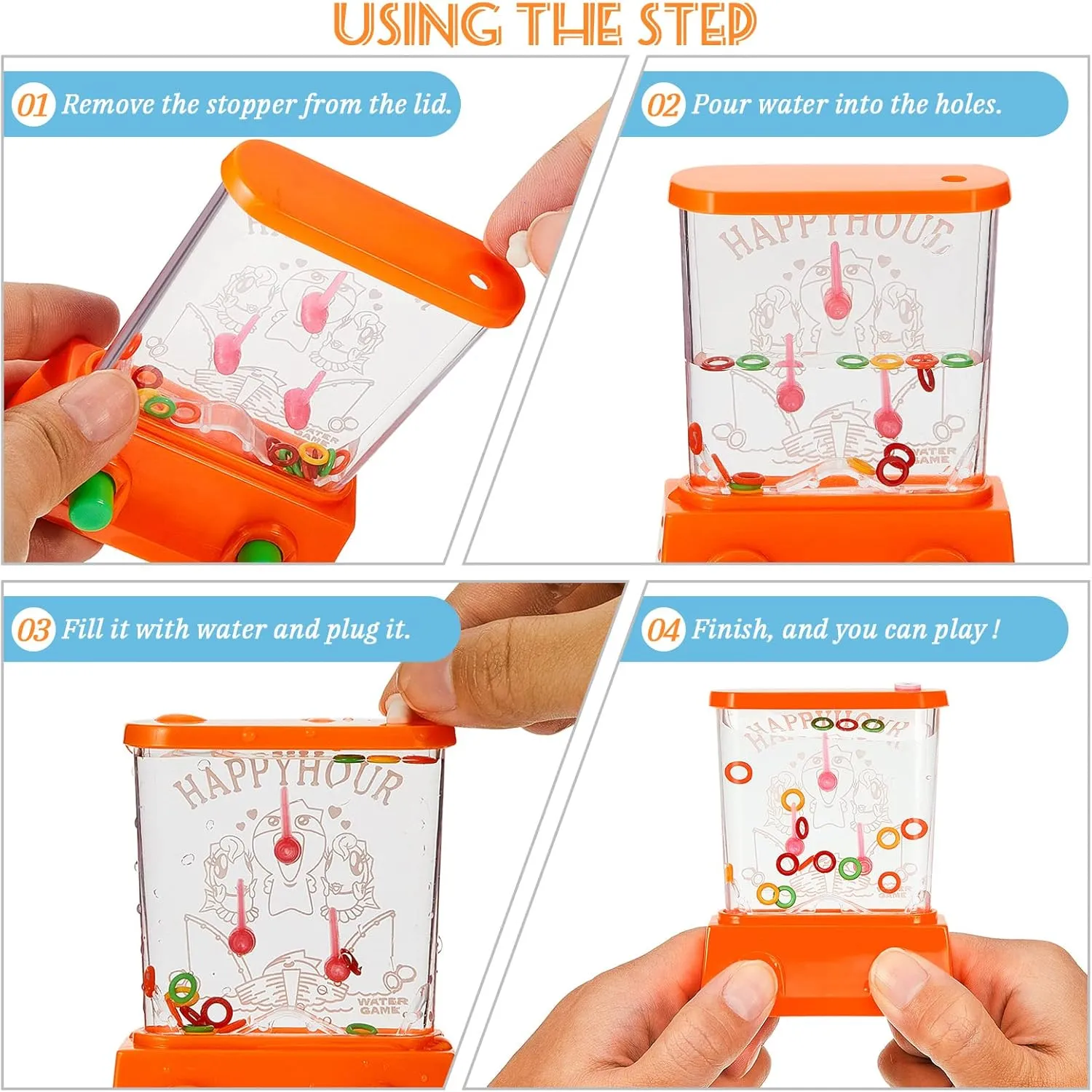 Zhanmai 16Pcs Handheld Water Games Mini Arcade Fish Ring Toss Basketball, Water Ring Toss Handheld Toys for Kids Adults, Retro Games for Beach Toy Party